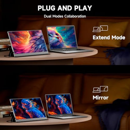 AYY Portable Monitor 15.6inch 1080P FHD, USB-C HDMI Computer Display, HDR IPS Gaming Monitor w/Premium Smart Cover & Screen Protector, Dual Speakers, for Laptop PC MAC Phone PS4 Xbox Switch, Grey - size: 15.6 inch, style: 60Hz/IPS/eyes care