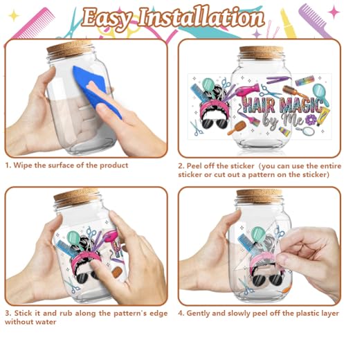 Peacoblue UV DTF Cup Wraps Transfer Stickers Hairstyle and Haircut Pattern, 10 Sheets Waterproof Custom Vinyl Transfer Sticker 16oz Coffee Glass Cup Tumbler Bottle Mug Decals for Men Women - style: Hairstyle and Haircut