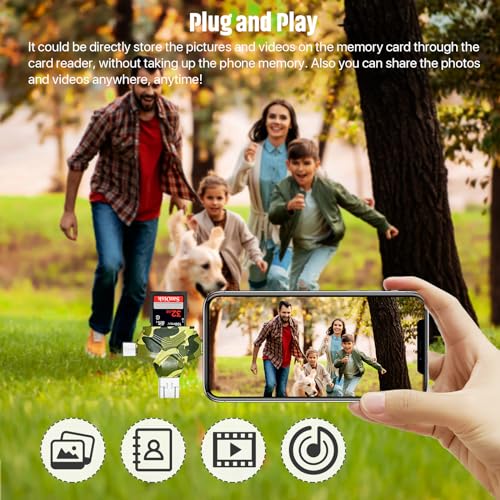 SD/Micro SD Card Reader for iPhone/iPad/Android/Mac/Computer/Camera, 4 in 1 Triangle Portable Memory Card Reader, Compatible with TF Cards&Trail Camera Viewer, Plug and Play, No App Required - color: Camo