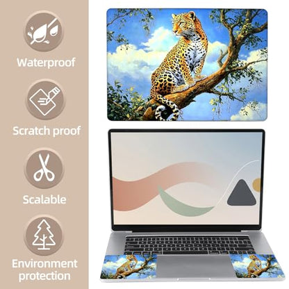 Universal Laptop Skin Sticker for 12/13/14/15.6 Inch Laptops, Reusable Vinyl Laptop Decal Cover, Waterproof Scratch Resistant Notebook Skin with 2 Wrist Pads,Leopard - color: Leopard
