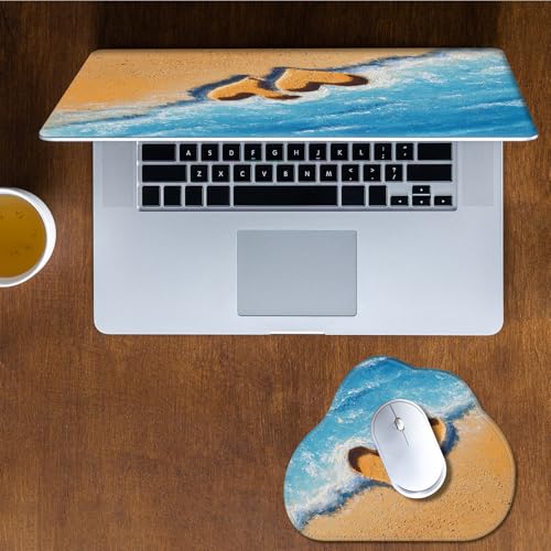 Laptop Skin Sticker Decal 15-15.6 Inch with Cute Mouse Pad, Universal Reusable Vinyl Sticker for 12.1 13 13.3 14 15.4 Inch Netbook and Notebook PC, Beach Love - color: Beach Love