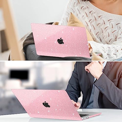Clear Glitter Case for MacBook Air 15 Inch M5 M4 M3 M2 (2026-2023) A3448 A3241 A3114 A2941, Protective Hard Shell Cover Compatible with Touch ID & Liquid Retina Display - Star Pink - color: Star Pink