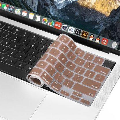 MOSISO Keyboard Cover Skin Compatible with MacBook Air 15 inch M3 M2 | A3114 A2941/Air 13.6 A3113 A2681/Pro 14/16 M4 M3 M2 M1, Caramel Brown - color: Caramel Brown