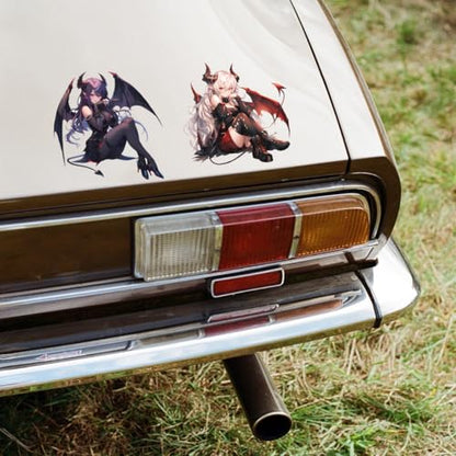 5.1" Devil Kawaii Girl with Wings Sitting Anime Car Decals Auto Body Laptop Windshield Trunk Lid Accessories Stickers (4Pcs) - color: 4pcs