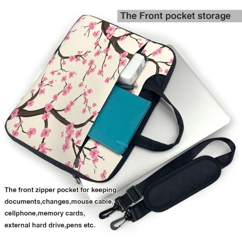 Laptop Bag Case Pink Cherry Blossom Flowers Computer Messenger Shoulder Bag Laptop Sleeve Briefcase - size: 13 inch