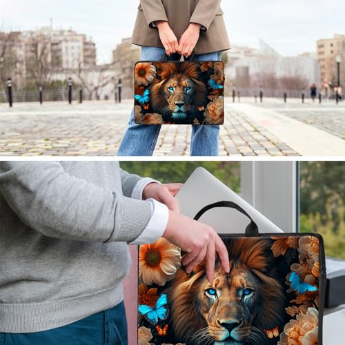 Laptop Bag,14 15 15.6 inch Laptop Case Sleeve,Computer Sleeve with Handle for Women Men,Carrying Case for MacBook,Dell,Lenovo,Notebook Computer,Lion Flower Butterfly - color: Lion Flower Butterfly