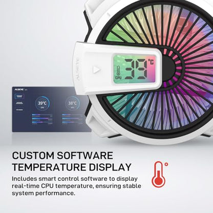 ALSEYE W90 CPU Cooler, Temperature Displayed CPU Cooler for Small Size PC Case with Powerful 90mm ARGB Lighting Fan and 40mm High-Performance Heat Column Inside (W90 Intel Version) - style: W90 Intel version