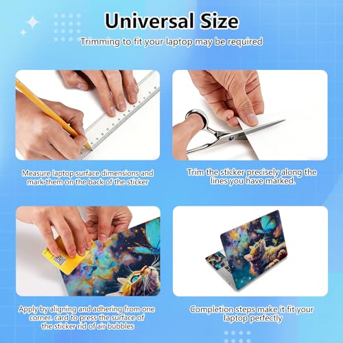 Universal Laptop Skin Sticker Decal for 11.6”12" 13" 13.3" 14" 15" 15.4" 15.6" Reusable Waterproof Scratch-Scratch Resistant Protective Vinyl Laptop Notebook Skin Stickers - Galaxy Cat and Butterfly - color: Galaxy Cat and Butterfly