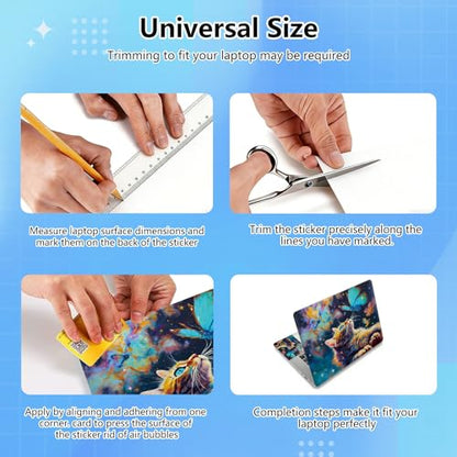 Universal Laptop Skin Sticker Decal for 11.6”12" 13" 13.3" 14" 15" 15.4" 15.6" Reusable Waterproof Scratch-Scratch Resistant Protective Vinyl Laptop Notebook Skin Stickers - Galaxy Cat and Butterfly - color: Galaxy Cat and Butterfly