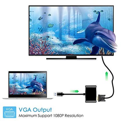 Chenyang USB 3.0 to HDMI ＆ VGA HDTV Adapter Cable External Graphics Card for Windows Laptop - color: USB 3.0 to HDMI ＆ VGA