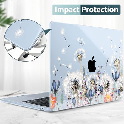 DONGKE for MacBook Air 13 Inch Case M5 2026 M4 2025 M3 M2 2024-2022 A3449 A3240 A3113 A2681, Plastic Hard Shell & Keyboard Cover & Screen Film for MacBook Air 13.6 Inch Case - Dandelion - color: Dandelion