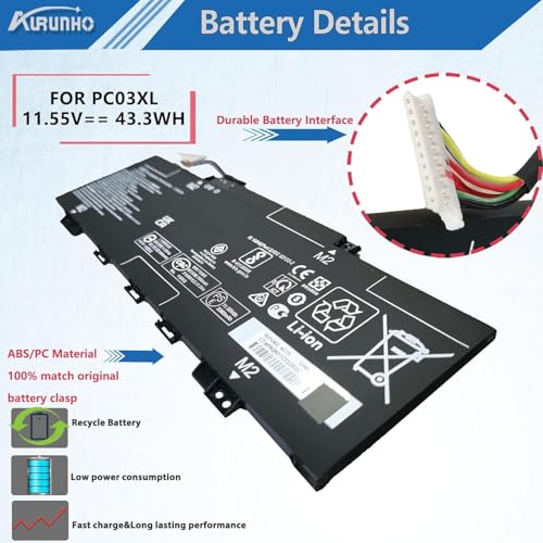 PC03XL Laptop Battery Replacement for HP Pavilion x360 14 Convertible PC 14-DW 14-DY 14-DH 14-BA 14-CD 15-ER Series M24648-005 HSTNN-OB1W M24421-271 M24421-AC1