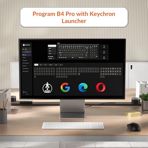 Keychron B4 Pro Ultra-Slim 96% Wireless Keyboard, Bluetooth/2.4 GHz/Wired Connection Keyboard with Numpad, Launcher, Up to 300 Hours Battery Compatible with Mac Windows Linux - Ivory White - color: Ivory White