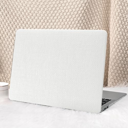 Seorsok Compatible with MacBook Air 13 Inch Case2022 2021 2020 2019 2018 Release A1932 A2179 M1 A2337,Elegant Leather Plastic Hard Shell Case with Transparent Keyboard Cover,White Woven No Logo Cutout - color: White Woven, size: Air13（A1932 A2179 M1 A2337