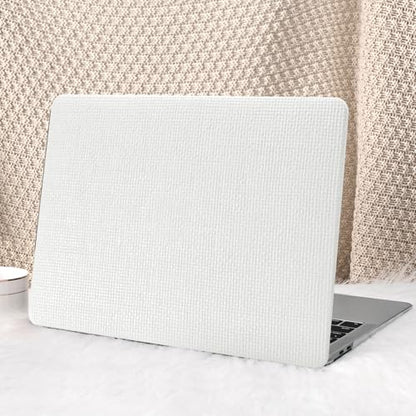 Seorsok Compatible with MacBook Air 13 Inch Case2022 2021 2020 2019 2018 Release A1932 A2179 M1 A2337,Elegant Leather Plastic Hard Shell Case with Transparent Keyboard Cover,White Woven No Logo Cutout - color: White Woven, size: Air13（A1932 A2179 M1 A2337