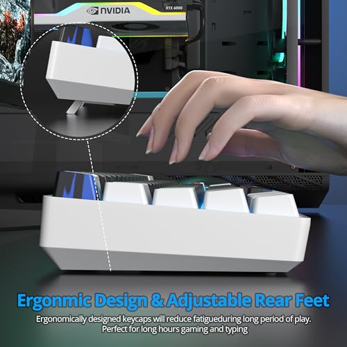 Portable 60% Mechanical Gaming Keyboard, 60 Percent Red Switch LED Backlit, 61 Keys Mini Black & White USB Wired Office Keyboard for Windows Mac Laptop PC - color: 61 White & Black/Red Switch