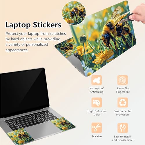 Laptop Skin Sticker Decal 15.6 Inch,12 13 13.3 14 15 15.6 in Laptop Netbook Skins for Notebook,Art Decal Removable Waterproof Scratch Resistant,Universal Vinyl Cover,Cute Bee Grass - color: Cute Bee Grass