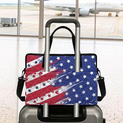 Laptop Sleeve, Laptop Cover with Adjustable Strap Computer Bag Tablet Notebook Sleeves Handbag Messenger Briefcase - color: American Flag Print01