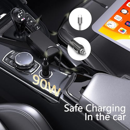 90W USB-C Laptop Car Charger | Fit for MacBook Pro/Air, Dell XPS/Latitude, HP, Lenovo, ASUS, Acer, Chromebook, Surface More Type-C Laptop Devices
