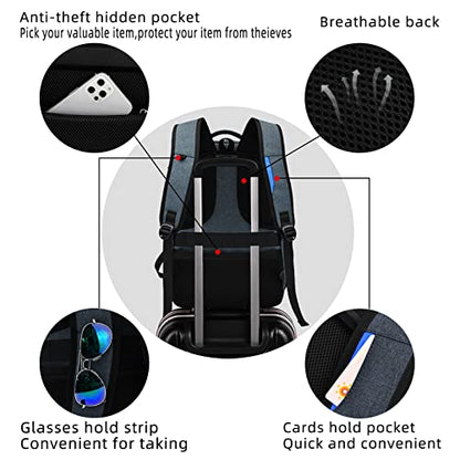 17 Inch Travel Laptop Backpack Water Resistant College Backpack for Men Laptop Bag with USB Charging Port,Dark Grey - color: Dark Grey
