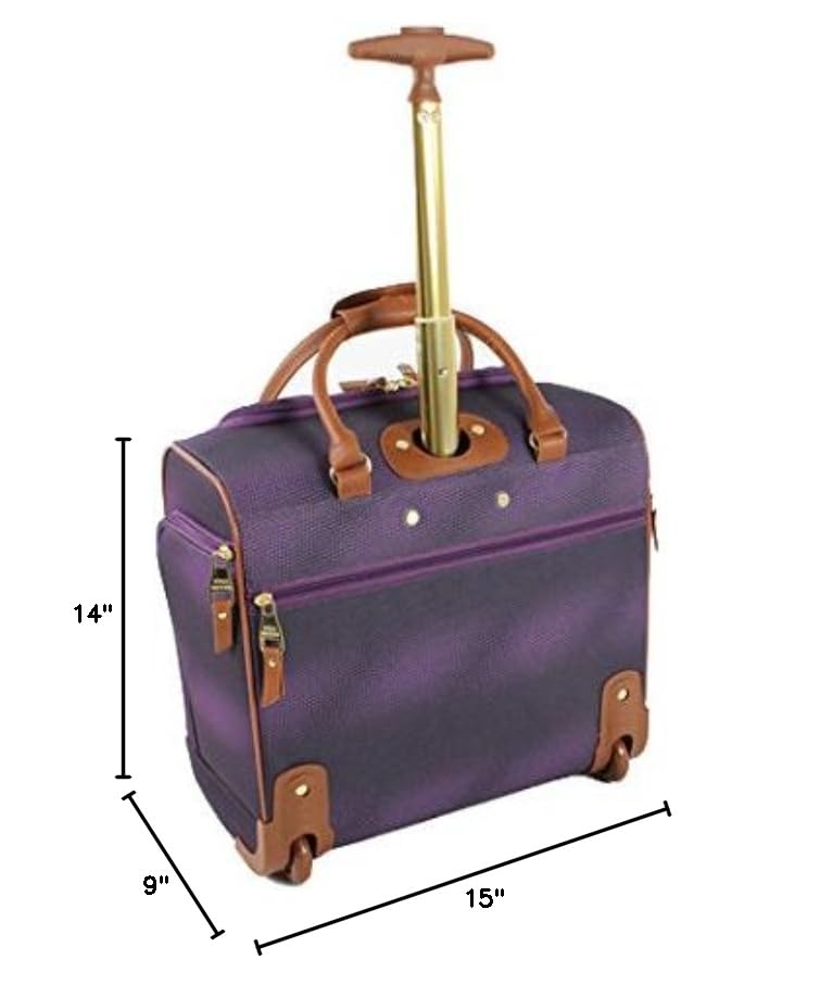Steve Madden Designer 15 Inch Carry on Suitcase- Small Weekender Overnight Business Travel Luggage- Lightweight 2- Rolling Spinner Wheels Under Seat Bag for Women (Shadow Purple) - color: Shadow Purple