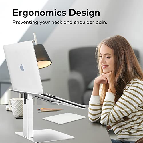 Laptop Stand for Desk, Ergonomic Aluminum Laptop Stand Adjustable Height from 7-15", Sitting and Standing Laptop Riser for 10-17" Notebook - color: Silver