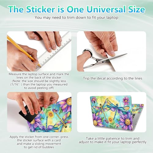 Laptop Skin Sticker Decal 12"-15.6" Universal Laptop/Notebook/Netbook Vinyl - Waterproof Scratch Resistant,Fits HP Dell Lenovo MacBook,2 Free Wrist Pads,Easy Apply & Remove,Dragonfly Couple - color: Dragonfly Couple