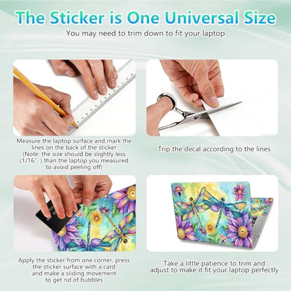 Laptop Skin Sticker Decal 12"-15.6" Universal Laptop/Notebook/Netbook Vinyl - Waterproof Scratch Resistant,Fits HP Dell Lenovo MacBook,2 Free Wrist Pads,Easy Apply & Remove,Dragonfly Couple - color: Dragonfly Couple