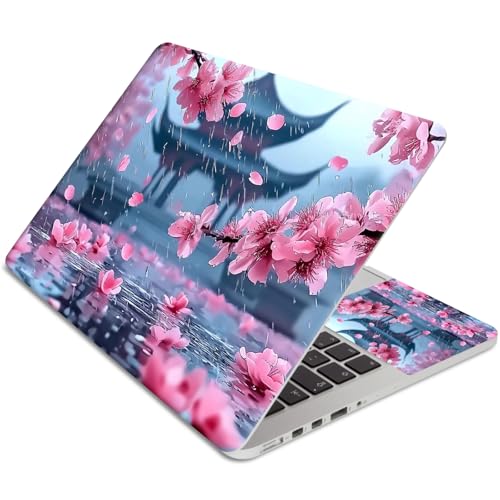 15.6 Inch Laptop Skin Sticker, Reusable Vinyl Cover Protector with 2 Wrist Pad Skins, Removable Waterproof Scratch-Resistant for 12-15.6 Inch Laptop Notebook,Cherry Blossoms - color: Cherry Blossoms