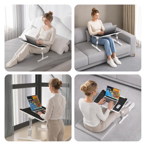 Adjustable Lap Desk, Foldable Laptop Desk for Bed, X-Large Lap Table | 23.6 x 15.7 Inches Bed Laptop Table, Laptop Stand for Couch & Sofa, Laptop Tray for Adults Writing Reading Eating, Black - color: Black
