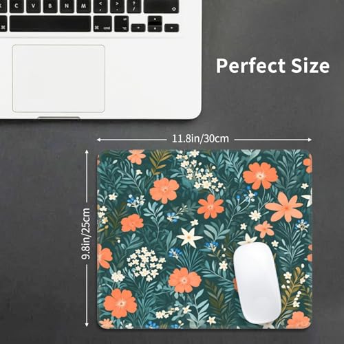 Green Flower Gaming Computer Keyboard Cute Mouse Pad with Anti-fray Stitching, Premium-Textured Alfombrilla para Mouse with Non-Slip Rubber Base, 10 x 12 inch - color: Green Flower