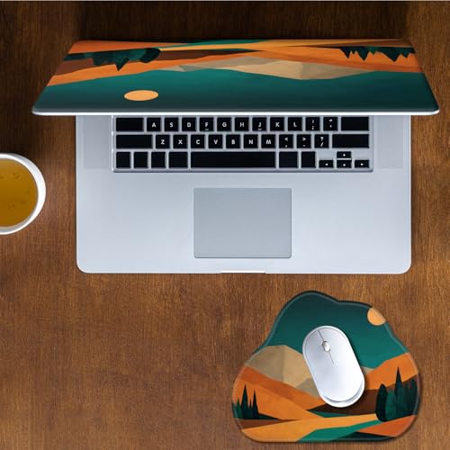 Laptop Skin Sticker Decal 15-15.6 Inch with Cute Mouse Pad, Universal Reusable Vinyl Sticker for 12.1 13 13.3 14 15.4 Inch Netbook and Notebook PC, Minimalist Mountain - color: Minimalist Mountain