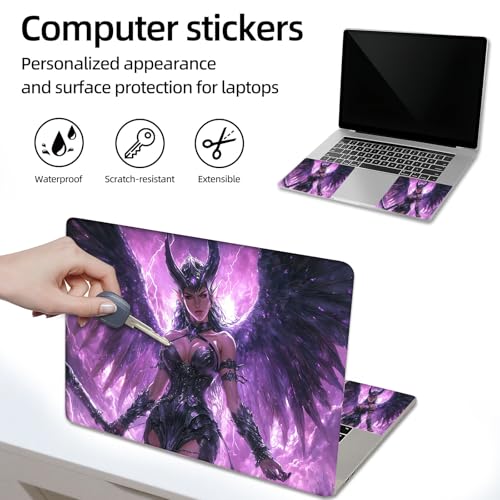 Aesthetic Laptop Skin Sticker, Dark Winged Elf in Purple Lightning Waterproof Vinyl Laptop Decal, Removable Bubble Free, Reusable Protective Cover for 13 14 15 15.6 Inch - color: Dark Winged Elf in Purple Lightning