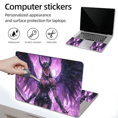 Aesthetic Laptop Skin Sticker, Dark Winged Elf in Purple Lightning Waterproof Vinyl Laptop Decal, Removable Bubble Free, Reusable Protective Cover for 13 14 15 15.6 Inch - color: Dark Winged Elf in Purple Lightning