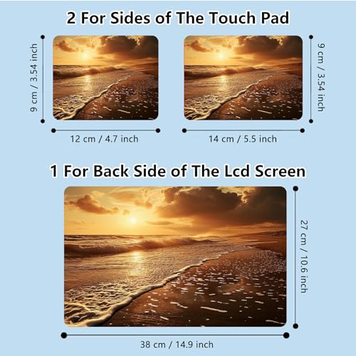 Universal Laptop Skin Sticker with 2 Wrist Pad Skins, Waterproof Scratch Resistant Vinyl Laptop Cover Decal, Cut to Fit for 11–15.6 Inch MacBook HP Dell Lenovo, Beach Sunset - color: Beach Sunset