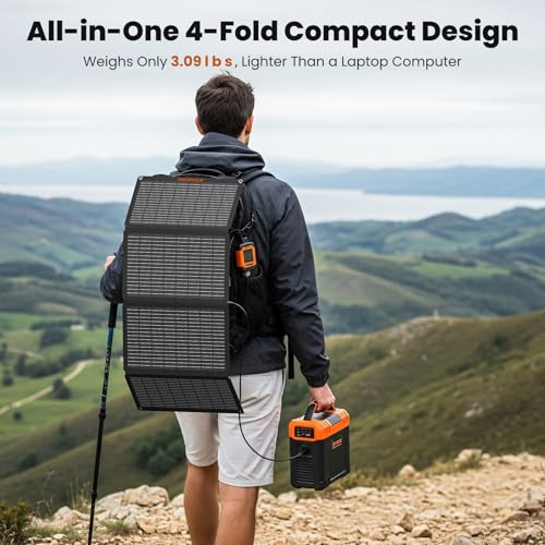 SOKIOVOLA 60W Portable Solar Panels NextGen Foldable Solar Panel Charger Kit 25% Efficiency with DC USB-C USB-A Output ETFE IP68 Waterproof Solar Panel for Travel Outdoor Camping RV Trip - color: 60 Gray