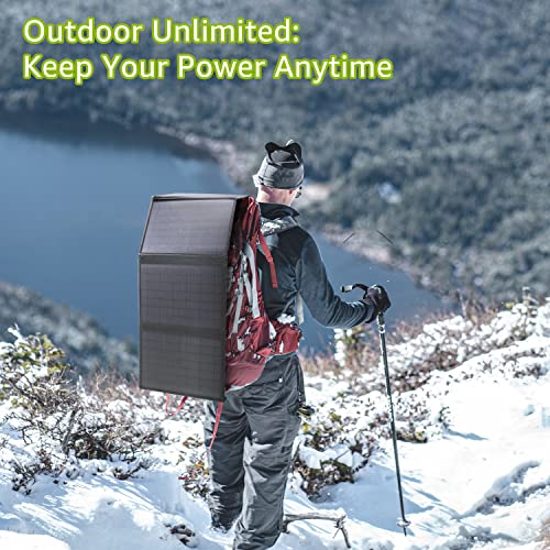 ZeroKor Outdoor Portable Power Bank with Foldable Solar Panel 40W(DC15V), Portable Battery Laptop Charger with AC Outlet for Home Use Tent Camping