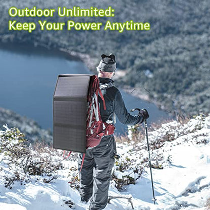 ZeroKor Portable Power Bank with Solar Panel 40W, Portable Laptop Charger with AC Outlet for Home Use Tent Camping RV Life