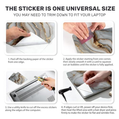 Laptop Skin Sticker Decal PVC Vinyl Sticker Notebook PC Protector Waterproof Scratch Resistant Laptop Skin for 12.1 13 13.3 13.6 14 15 15.3 16 Inch White Marble with Gold Accents - color: White Marble
