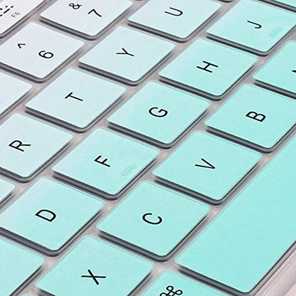 ProElife Keyboard Cover for MacBook Air 13-Inch with Touch ID A2337 M1 | Mint Ombre, U.S. Layout, Non-interference Design for ID Key, Dust-Proof, Silicone Protective Skin, Washable & Reusable - color: Mint Ombre
