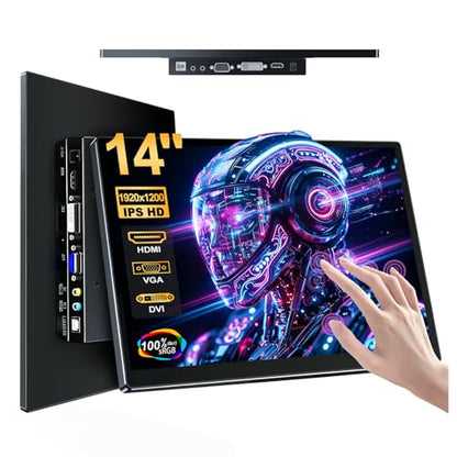14" Touchscreen Monitor,VGA DVI and HDMI VESA for Industrial (Gray) | 10-point touch,IPS 1920×1080,Dual Speakers,72%NTSC,2000:1,16:10,350 cd/m²,178° view angle, - color: gray