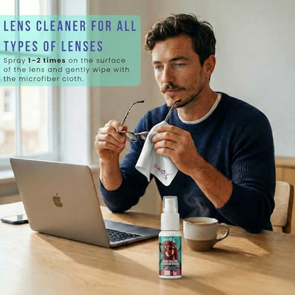 Glasses Cleaner Spray Kit – 3 x 1 OZ (30ml) Lens Cleaner Spray + 3 Premium Microfiber Cloths 7 x 7 in (18 x 18 cm) + Precision Screwdriver | Eyeglass Cleaner for Glasses, Screens & Camera Lens - color: Dark Green