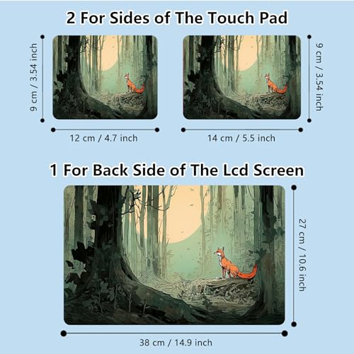 Universal Laptop Skin Sticker with 2 Wrist Pad Skins, Waterproof Scratch Resistant Vinyl Laptop Cover Decal, Cut to Fit for 11–15.6 Inch MacBook HP Dell Lenovo, Fox in The Forest - color: Fox In The Forest