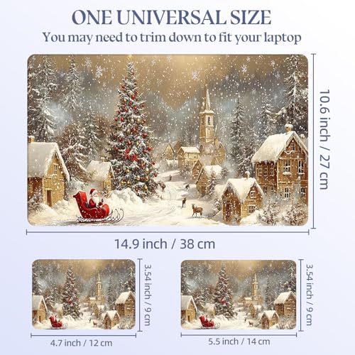 Universal Laptop Skin Sticker Decal,15.6 Inch Laptop Vinyl Cover for 13" 14" 15.6" Laptop,Scratch-Resistant Waterproof Protector Wrap,Reusable with Wrist Pads,Christmas Santa Village - color: Christmas Santa Village