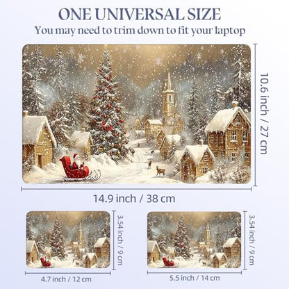 Universal Laptop Skin Sticker Decal,15.6 Inch Laptop Vinyl Cover for 13" 14" 15.6" Laptop,Scratch-Resistant Waterproof Protector Wrap,Reusable with Wrist Pads,Christmas Santa Village - color: Christmas Santa Village