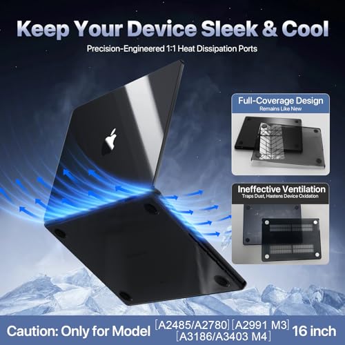 Soonjet for MacBook Pro 16 inch Case M5 M4 M3 M2 M1 2026-2021 Laptop Cover | Crystal Clear Black, Color Match, Protective Hard Shell, Crack Resistant, Ultra Thin Lightweight, Snap on Fit, Premium PC - color: Crystal Black