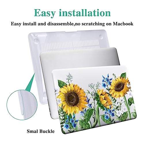 Compatible with MacBook Air 13 inch Case 2022 2021 2020 2019 2018 Release M1 A2337 A2179 A1932 Retina Display Touch ID, Plastic Hard Shell Case & Keyboard Cover, Sunflower - color: 01 Sunflower