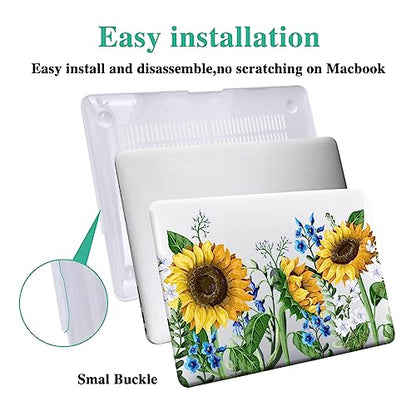 Compatible with MacBook Air 13 inch Case 2022 2021 2020 2019 2018 Release M1 A2337 A2179 A1932 Retina Display Touch ID, Plastic Hard Shell Case & Keyboard Cover, Sunflower - color: 01 Sunflower