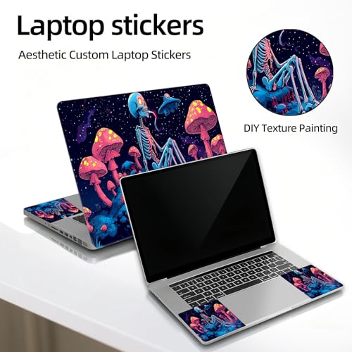 Universal Laptop Skin Sticker Decal, 12"-15.6" Aesthetic Vinyl Wrap, Skull in Magic Mushroom Space Waterproof Notebook Cover Art Protector for MacBook HP Dell Lenovo, Fits 13" 14" 15" 15.6" - color: Skull in Magic Mushroom Space