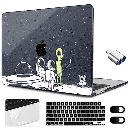 MEEgoodo Case for M5/M4/M3/M2 MacBook Air 15 inch Case 2026 2025 2024 2023, Laptop Shell Fit Model (A3448/A3241/A3114/A2941) for MacBook Air 15.3-inch, Astronauts & Alien - color: Astronauts & Alien